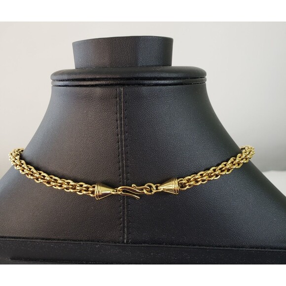 Vtg Ralph Lauren Gold Tone Wheat Chain Necklace Signed 17" Chunky Thick - Picture 3 of 6